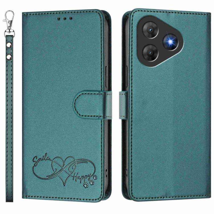 For Blackview Oscal Flat 2 / 2C Happy Heart Pattern Magnetic Closure Vegan Leather Phone Case wit...