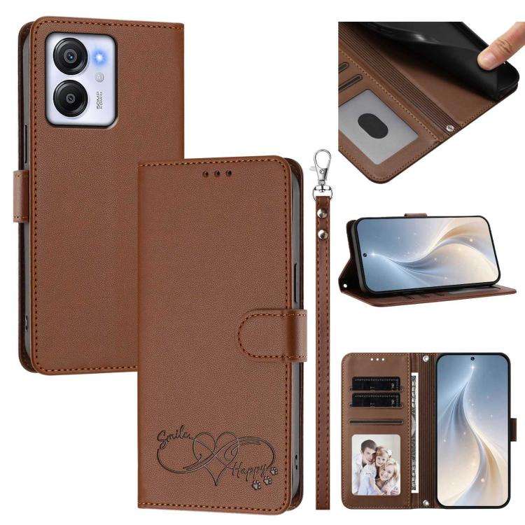 For Blackview Oscal Modern 8/COLOR 8 Happy Heart Pattern Magnetic Closure Vegan Leather Phone Cas...