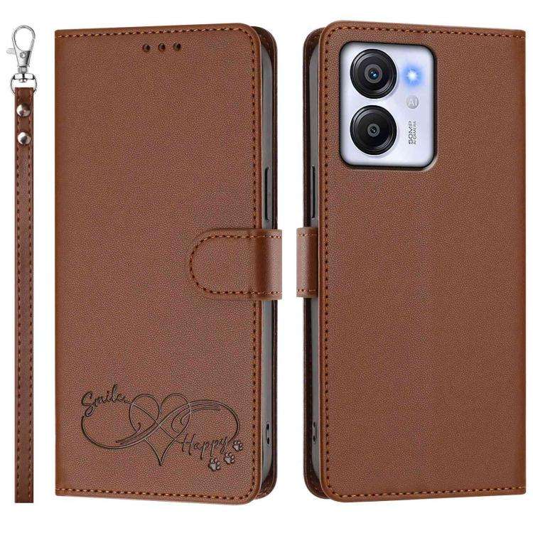 For Blackview Oscal Modern 8/COLOR 8 Happy Heart Pattern Magnetic Closure Vegan Leather Phone Cas...