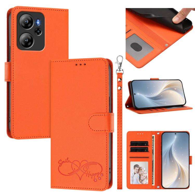 For Blackview Oscal Tiger 13 Happy Heart Pattern Magnetic Closure Vegan Leather Phone Case with W...