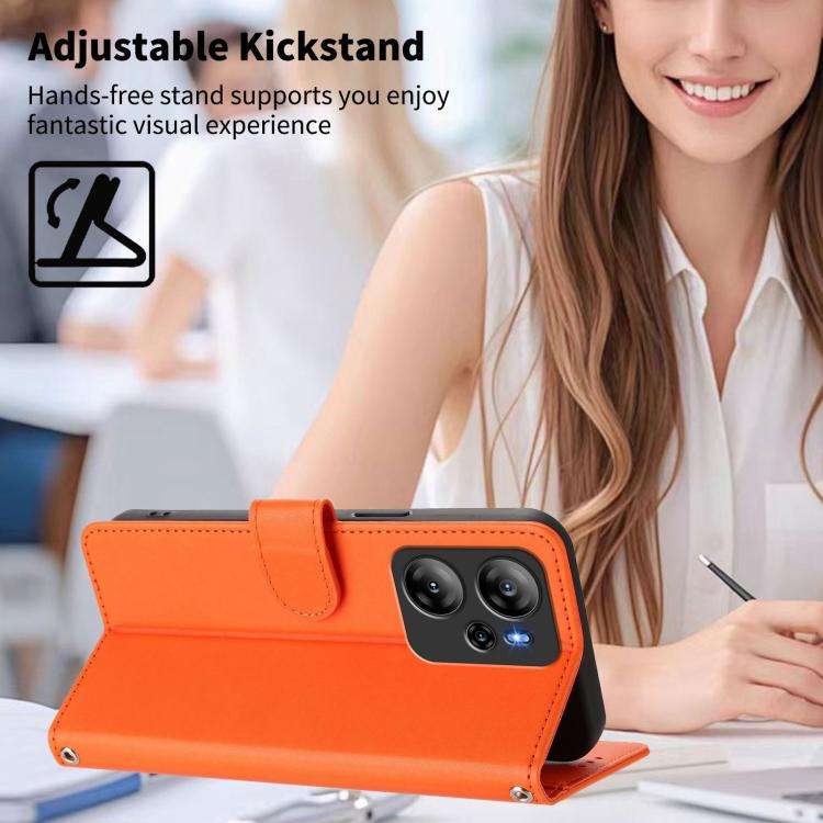 For Blackview Oscal Tiger 13 Happy Heart Pattern Magnetic Closure Vegan Leather Phone Case with W...