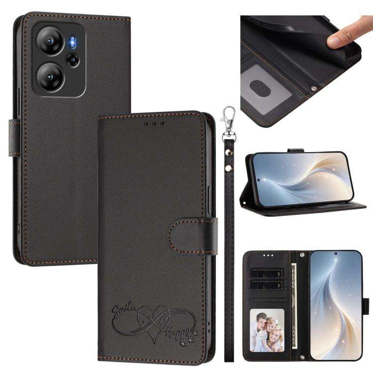 For Blackview Oscal Tiger 13 Happy Heart Pattern Magnetic Closure Vegan Leather Phone Case with W...