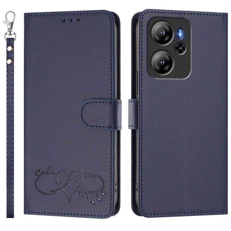 For Blackview Oscal Tiger 13 Happy Heart Pattern Magnetic Closure Vegan Leather Phone Case with W...