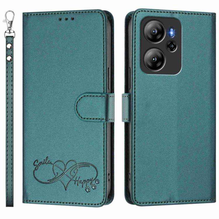 For Blackview Oscal Tiger 13 Happy Heart Pattern Magnetic Closure Vegan Leather Phone Case with W...