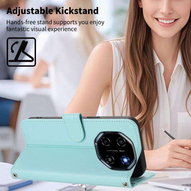 For Blackview SHARK 6 Happy Heart Pattern Magnetic Closure Vegan Leather Phone Case with Wrist St...