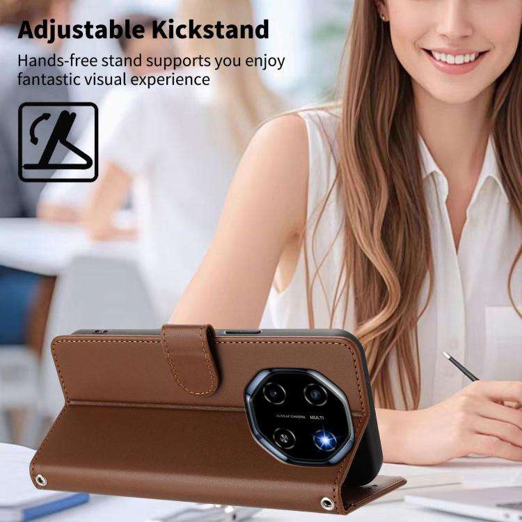 For Blackview SHARK 6 Happy Heart Pattern Magnetic Closure Vegan Leather Phone Case with Wrist St...
