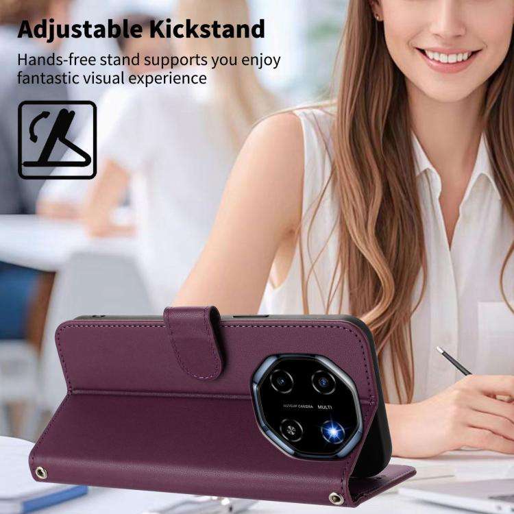 For Blackview SHARK 6 Happy Heart Pattern Magnetic Closure Vegan Leather Phone Case with Wrist St...