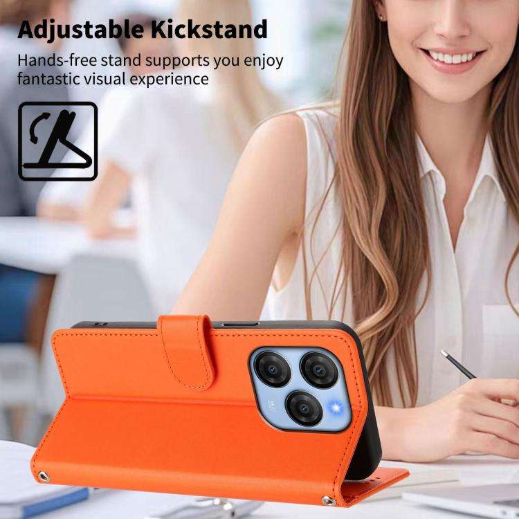 For Blackview SHARK 9 Happy Heart Pattern Magnetic Closure Vegan Leather Phone Case with Wrist St...
