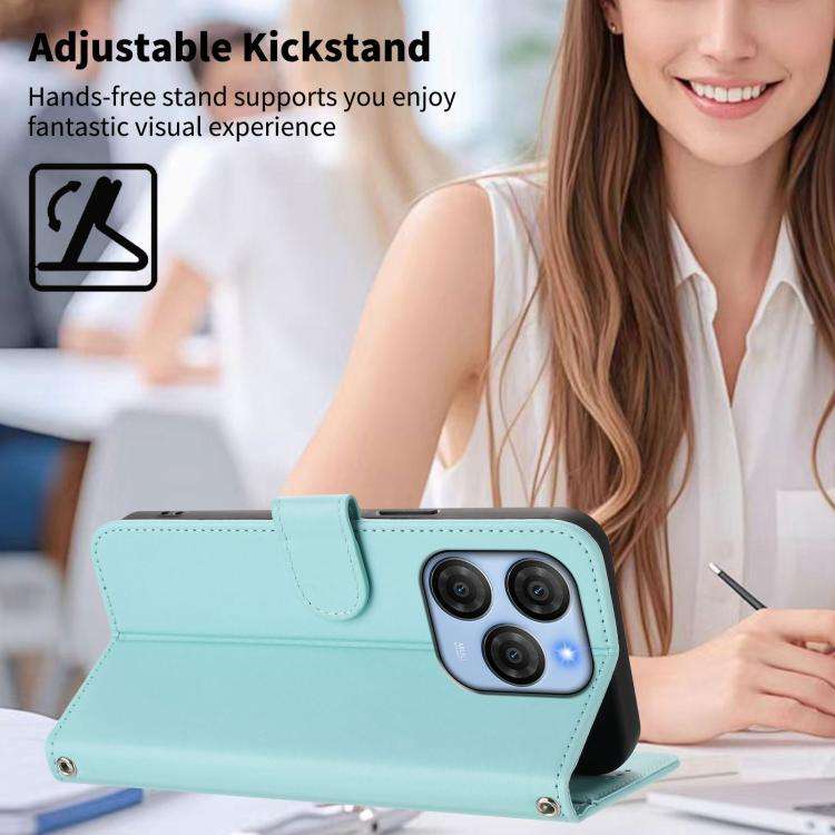For Blackview SHARK 9 Happy Heart Pattern Magnetic Closure Vegan Leather Phone Case with Wrist St...