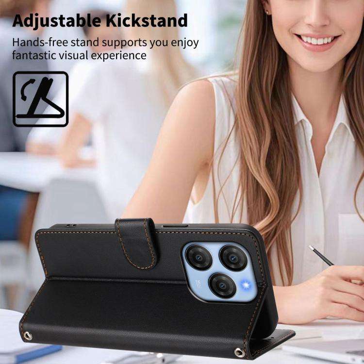 For Blackview SHARK 9 Happy Heart Pattern Magnetic Closure Vegan Leather Phone Case with Wrist St...