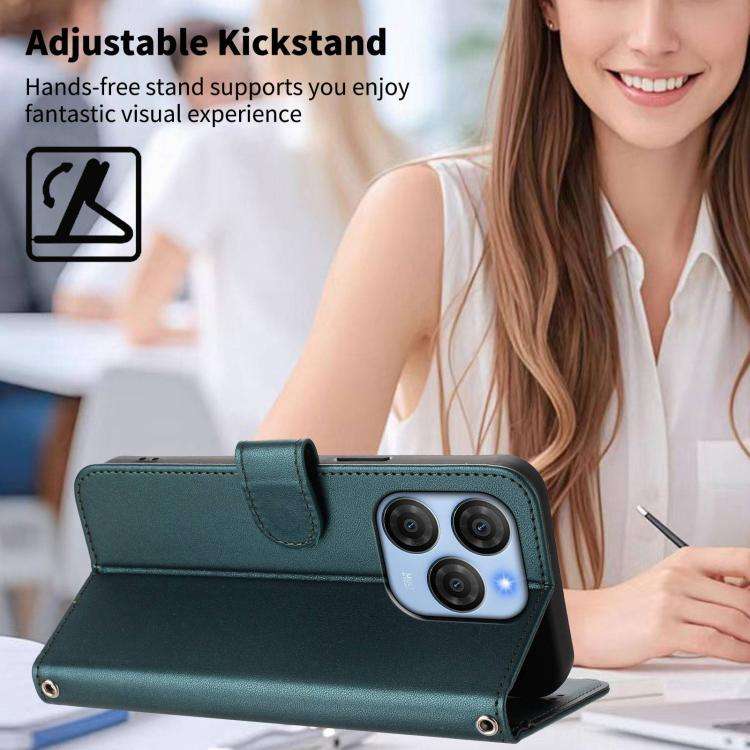 For Blackview SHARK 9 Happy Heart Pattern Magnetic Closure Vegan Leather Phone Case with Wrist St...
