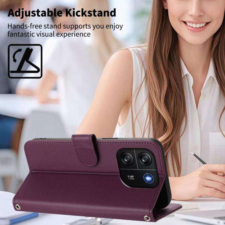 For Blackview WAVE 6C Happy Heart Pattern Magnetic Closure Vegan Leather Phone Case with Wrist St...
