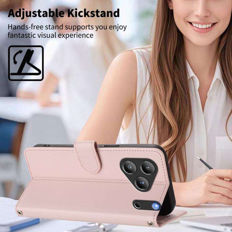 For Blackview WAVE 7C Happy Heart Pattern Magnetic Closure Vegan Leather Phone Case with Wrist St...