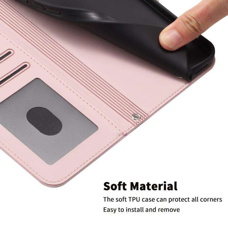 For Blackview WAVE 7C Happy Heart Pattern Magnetic Closure Vegan Leather Phone Case with Wrist St...