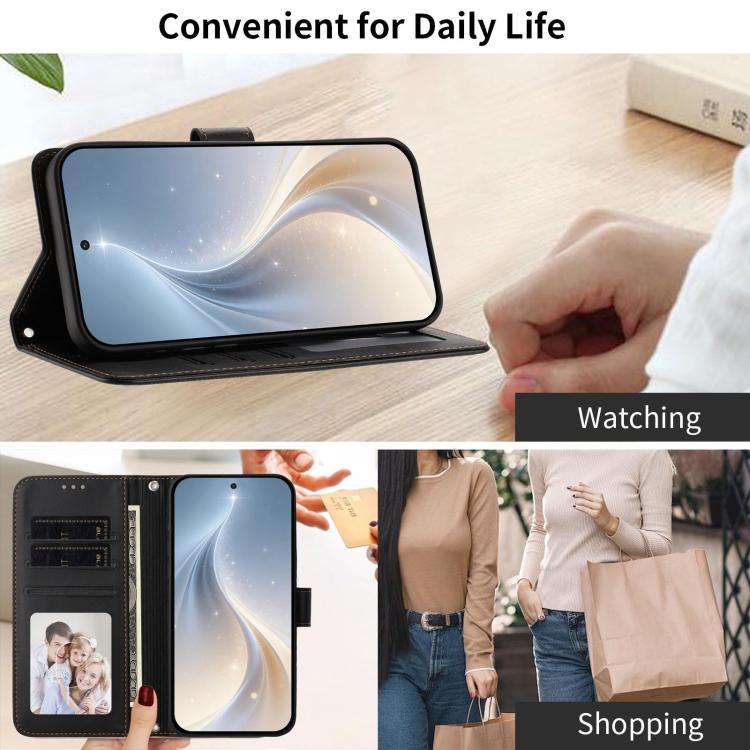 For Blackview WAVE 7C Happy Heart Pattern Magnetic Closure Vegan Leather Phone Case with Wrist St...