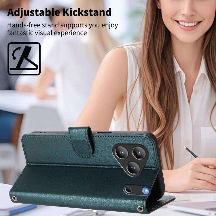 For Blackview WAVE 7C Happy Heart Pattern Magnetic Closure Vegan Leather Phone Case with Wrist St...