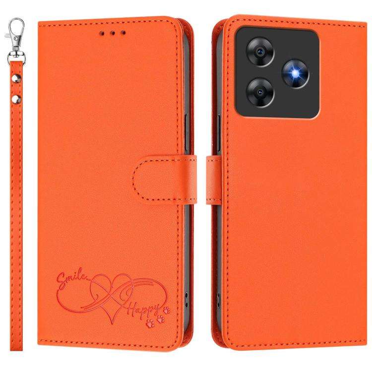 For Blackview WAVE 8C / WAVE 8 Happy Heart Pattern Magnetic Closure Vegan Leather Phone Case with...