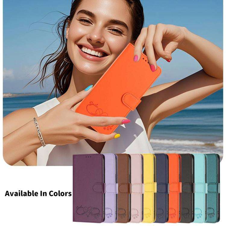 For Blackview WAVE 8C / WAVE 8 Happy Heart Pattern Magnetic Closure Vegan Leather Phone Case with...