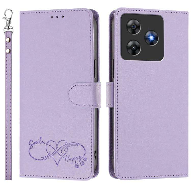 For Blackview WAVE 8C / WAVE 8 Happy Heart Pattern Magnetic Closure Vegan Leather Phone Case with...