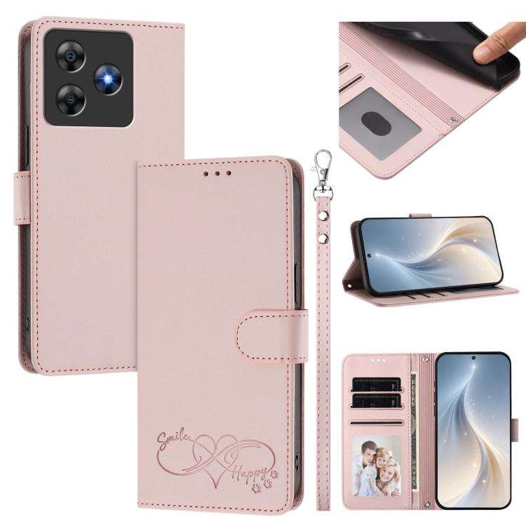 For Blackview WAVE 8C / WAVE 8 Happy Heart Pattern Magnetic Closure Vegan Leather Phone Case with...