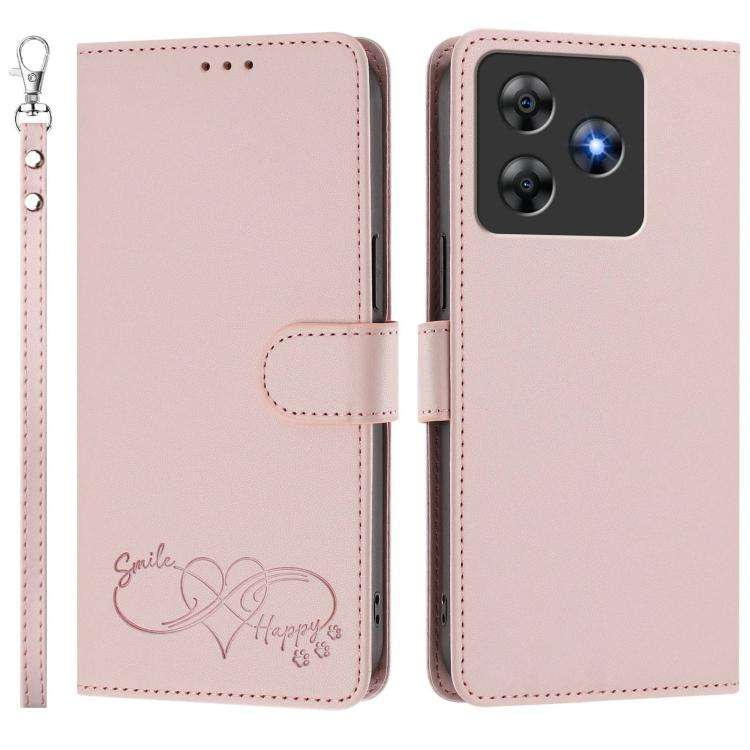 For Blackview WAVE 8C / WAVE 8 Happy Heart Pattern Magnetic Closure Vegan Leather Phone Case with...