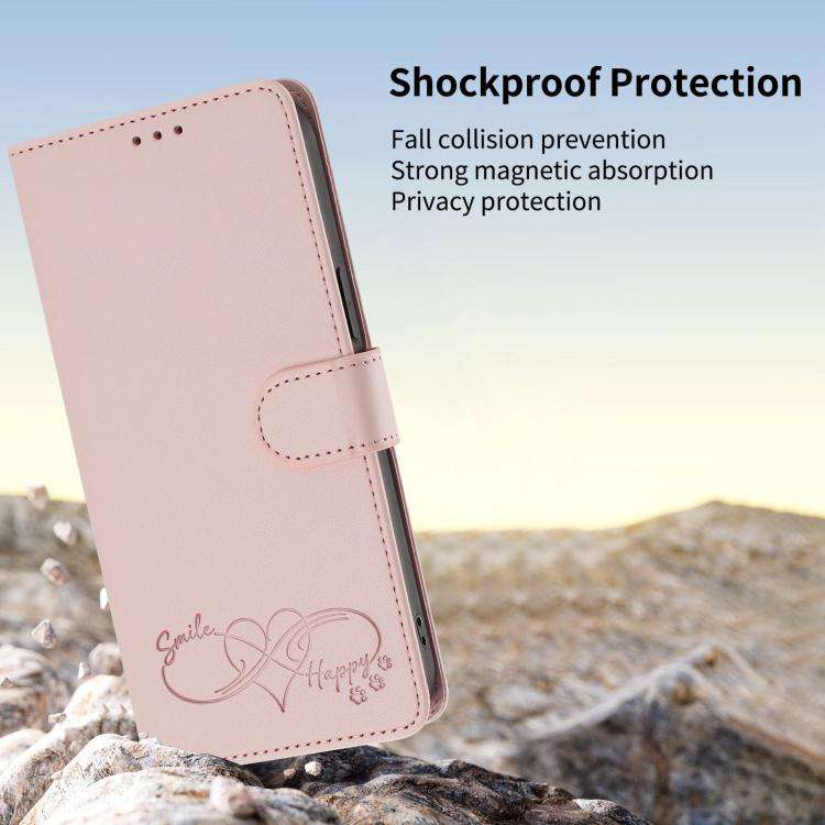 For Blackview WAVE 8C / WAVE 8 Happy Heart Pattern Magnetic Closure Vegan Leather Phone Case with...