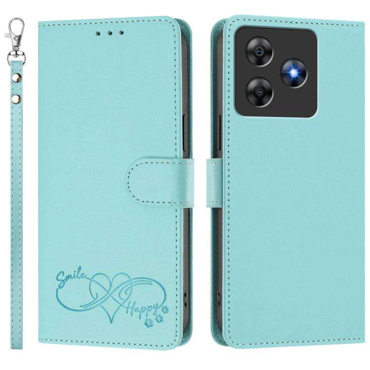 For Blackview WAVE 8C / WAVE 8 Happy Heart Pattern Magnetic Closure Vegan Leather Phone Case with...