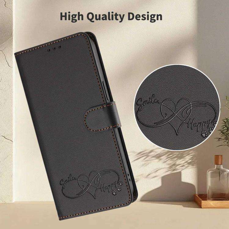 For Blackview WAVE 8C / WAVE 8 Happy Heart Pattern Magnetic Closure Vegan Leather Phone Case with...