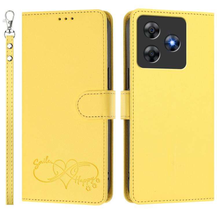 For Blackview WAVE 8C / WAVE 8 Happy Heart Pattern Magnetic Closure Vegan Leather Phone Case with...