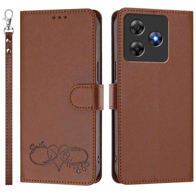 For Blackview WAVE 8C / WAVE 8 Happy Heart Pattern Magnetic Closure Vegan Leather Phone Case with...