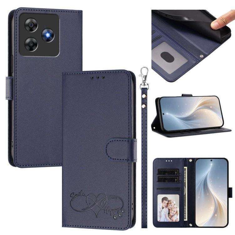 For Blackview WAVE 8C / WAVE 8 Happy Heart Pattern Magnetic Closure Vegan Leather Phone Case with...