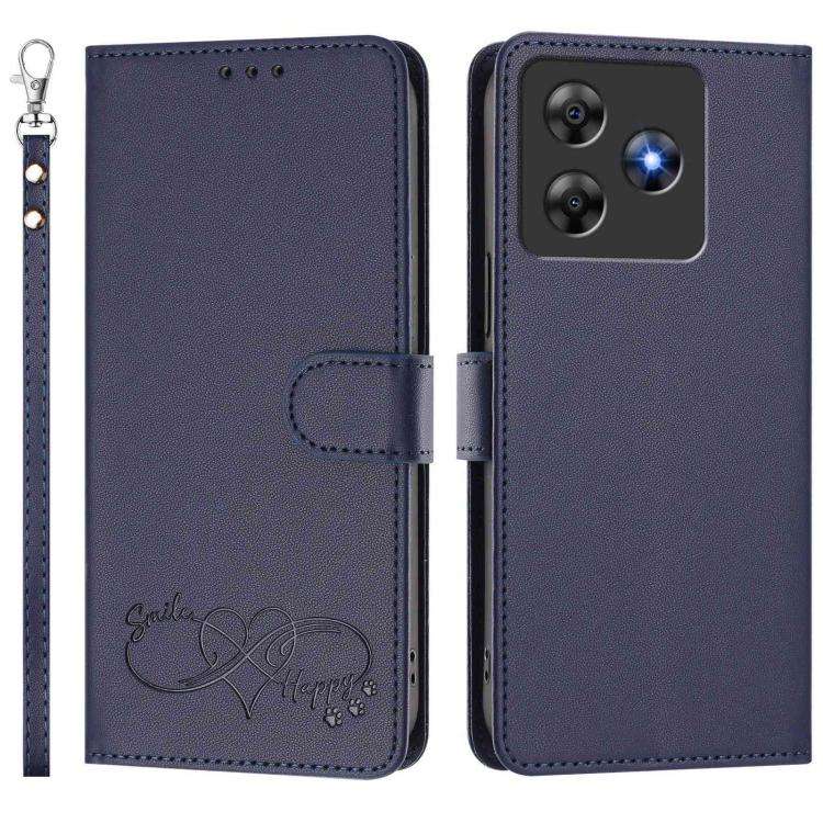 For Blackview WAVE 8C / WAVE 8 Happy Heart Pattern Magnetic Closure Vegan Leather Phone Case with...