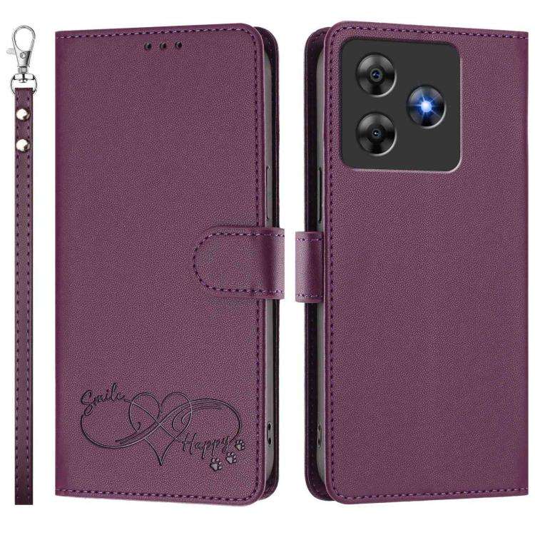 For Blackview WAVE 8C / WAVE 8 Happy Heart Pattern Magnetic Closure Vegan Leather Phone Case with...