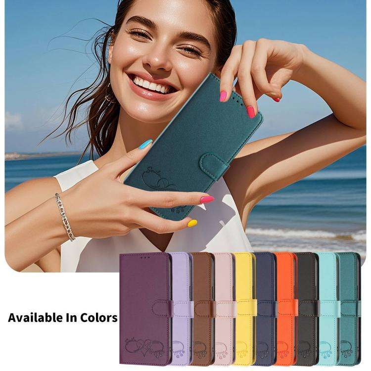 For Blackview WAVE 8C / WAVE 8 Happy Heart Pattern Magnetic Closure Vegan Leather Phone Case with...