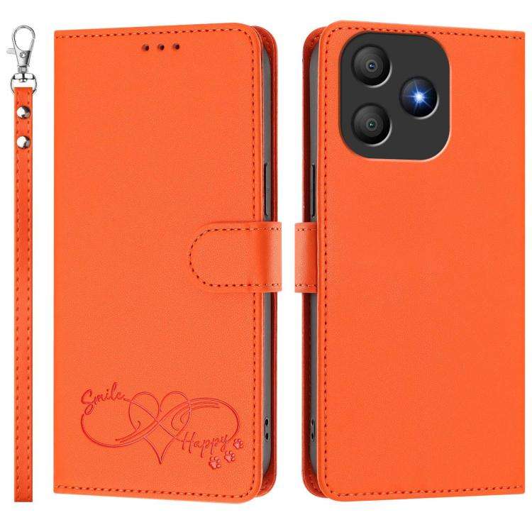 For Blackview WAVE 9C / WAVE 9 Happy Heart Pattern Magnetic Closure Vegan Leather Phone Case with...