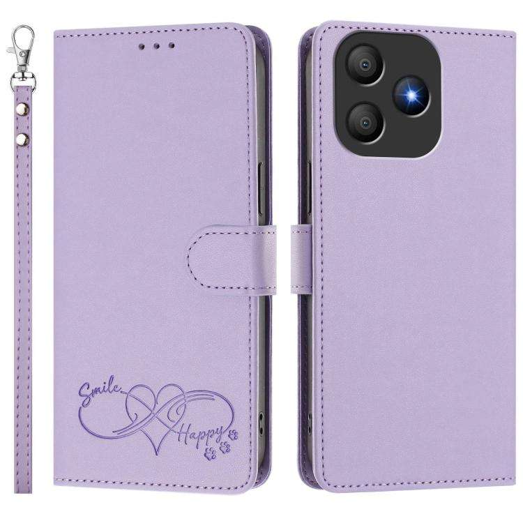 For Blackview WAVE 9C / WAVE 9 Happy Heart Pattern Magnetic Closure Vegan Leather Phone Case with...