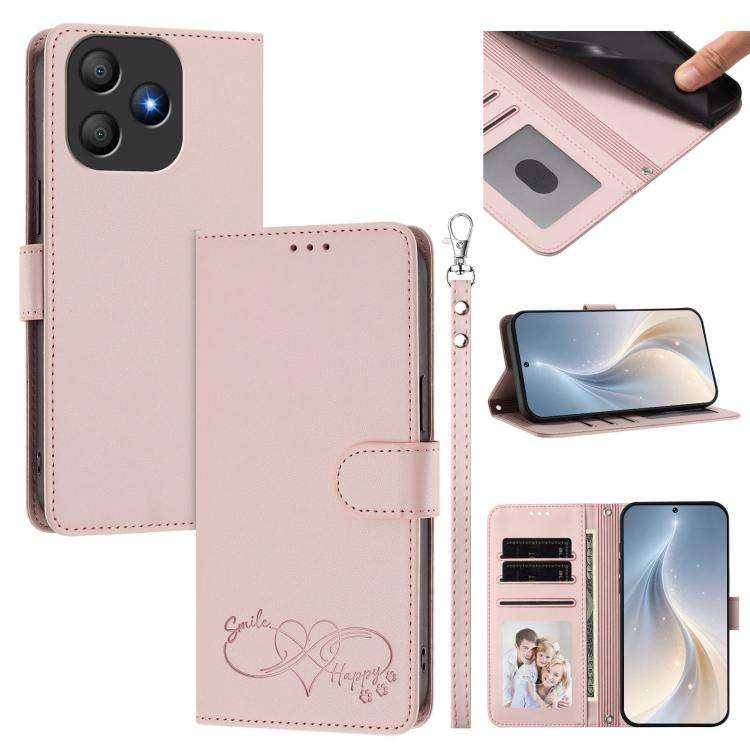 For Blackview WAVE 9C / WAVE 9 Happy Heart Pattern Magnetic Closure Vegan Leather Phone Case with...