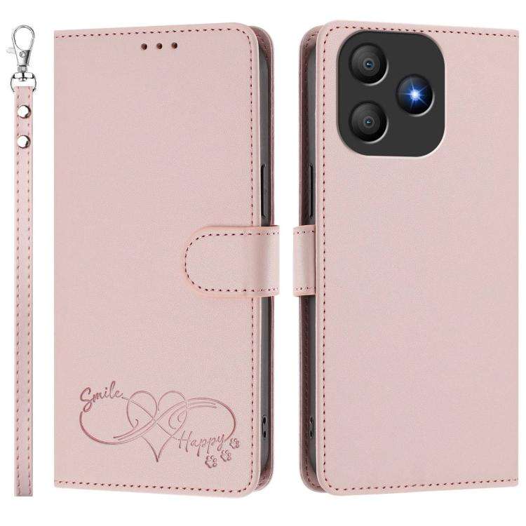 For Blackview WAVE 9C / WAVE 9 Happy Heart Pattern Magnetic Closure Vegan Leather Phone Case with...