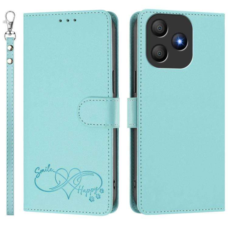 For Blackview WAVE 9C / WAVE 9 Happy Heart Pattern Magnetic Closure Vegan Leather Phone Case with...