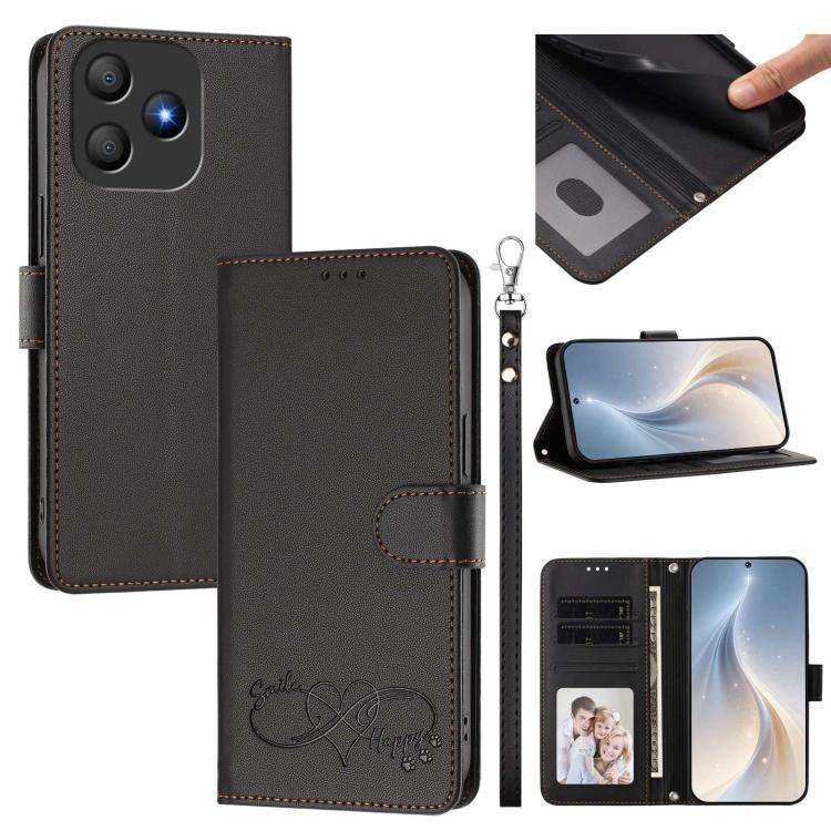 For Blackview WAVE 9C / WAVE 9 Happy Heart Pattern Magnetic Closure Vegan Leather Phone Case with...