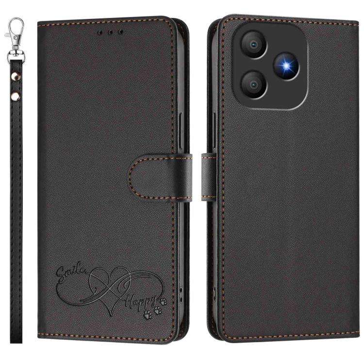 For Blackview WAVE 9C / WAVE 9 Happy Heart Pattern Magnetic Closure Vegan Leather Phone Case with...