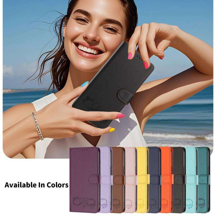 For Blackview WAVE 9C / WAVE 9 Happy Heart Pattern Magnetic Closure Vegan Leather Phone Case with...