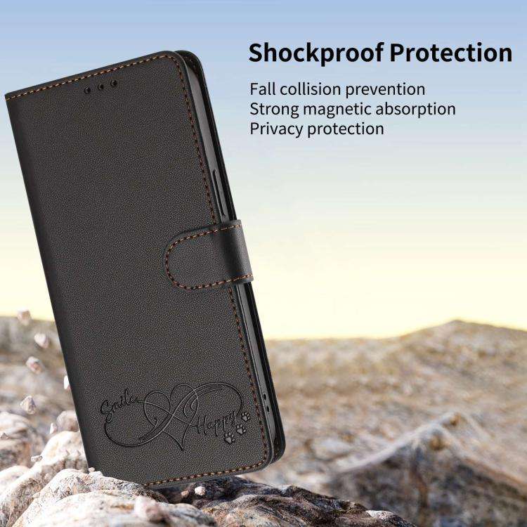 For Blackview WAVE 9C / WAVE 9 Happy Heart Pattern Magnetic Closure Vegan Leather Phone Case with...