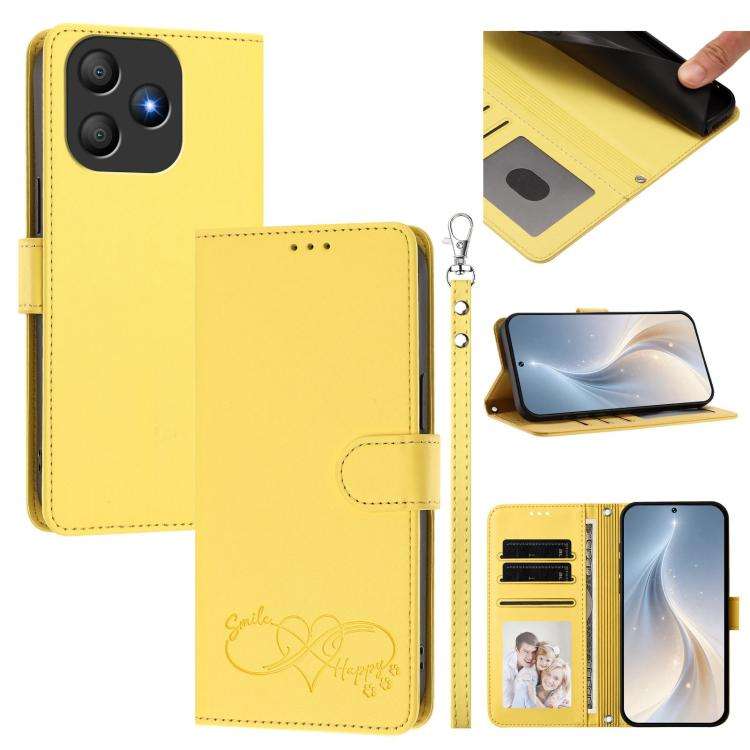 For Blackview WAVE 9C / WAVE 9 Happy Heart Pattern Magnetic Closure Vegan Leather Phone Case with...