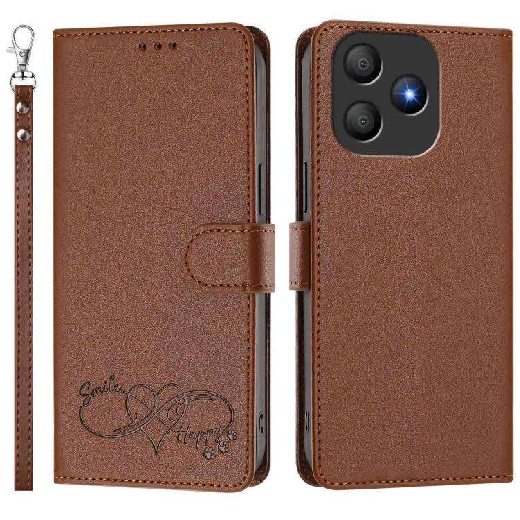 For Blackview WAVE 9C / WAVE 9 Happy Heart Pattern Magnetic Closure Vegan Leather Phone Case with...