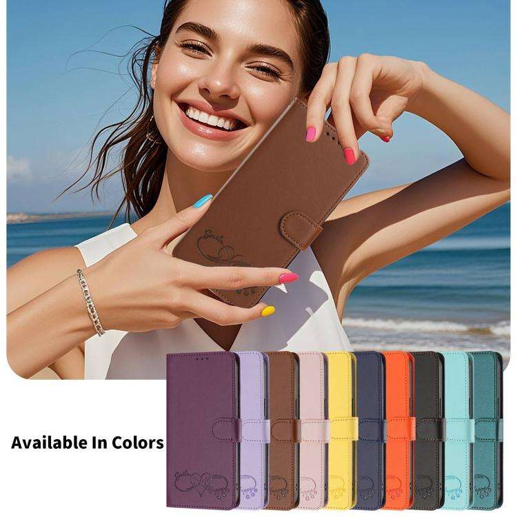 For Blackview WAVE 9C / WAVE 9 Happy Heart Pattern Magnetic Closure Vegan Leather Phone Case with...