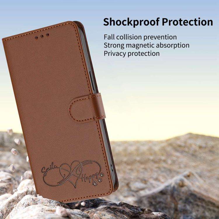For Blackview WAVE 9C / WAVE 9 Happy Heart Pattern Magnetic Closure Vegan Leather Phone Case with...