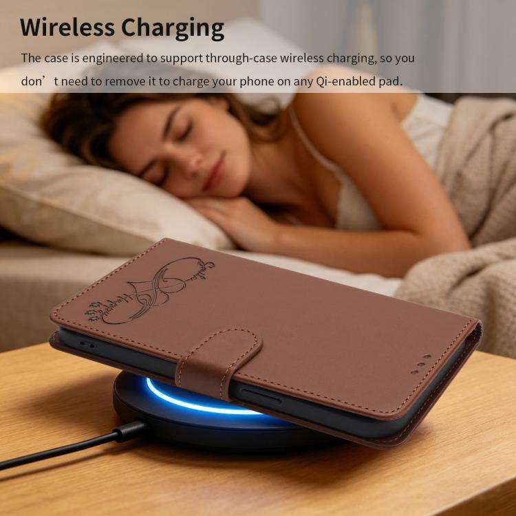 For Blackview WAVE 9C / WAVE 9 Happy Heart Pattern Magnetic Closure Vegan Leather Phone Case with...
