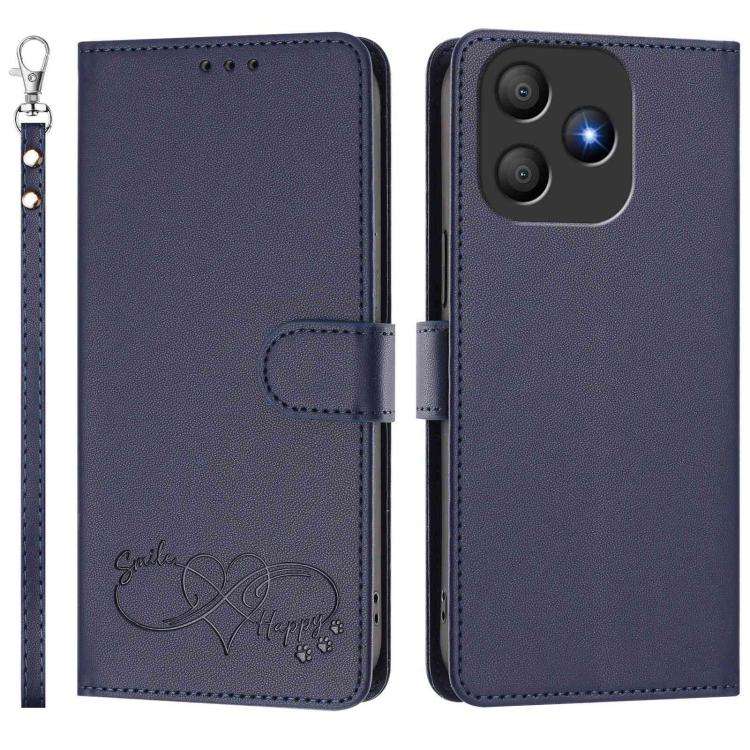 For Blackview WAVE 9C / WAVE 9 Happy Heart Pattern Magnetic Closure Vegan Leather Phone Case with...