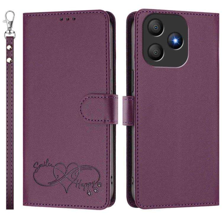 For Blackview WAVE 9C / WAVE 9 Happy Heart Pattern Magnetic Closure Vegan Leather Phone Case with...